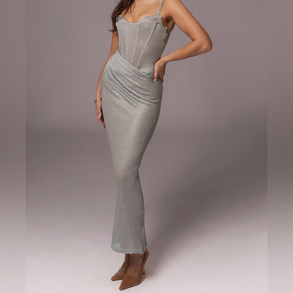 Elegant Silver Evening Gown